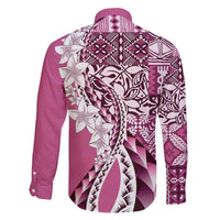 Aloha Vintage Plumeria Hawaiian Tapa Pattern Family Matching Mermaid Dress and Hawaiian Shirt Pink Hawaiian Tapa Pattern LT9 - Polynesian Pride