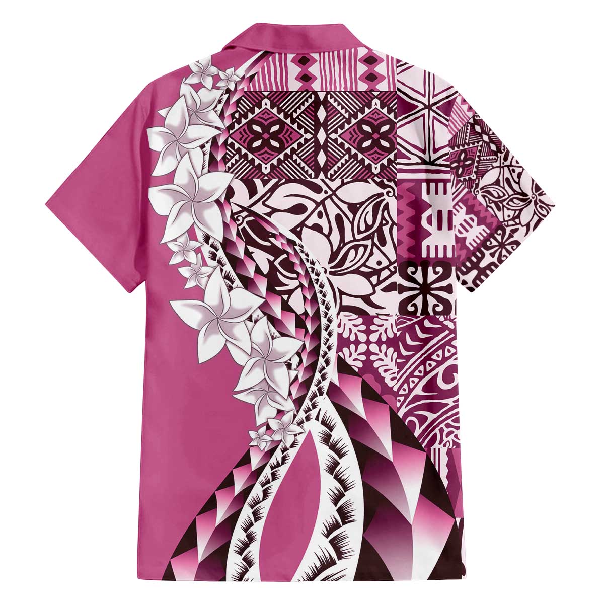 Aloha Vintage Plumeria Hawaiian Tapa Pattern Family Matching Off The Shoulder Long Sleeve Dress and Hawaiian Shirt Pink Hawaiian Tapa Pattern - Polynesian Pride