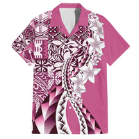 Aloha Vintage Plumeria Hawaiian Tapa Pattern Family Matching Off Shoulder Maxi Dress and Hawaiian Shirt Pink Hawaiian Tapa Pattern - Polynesian Pride