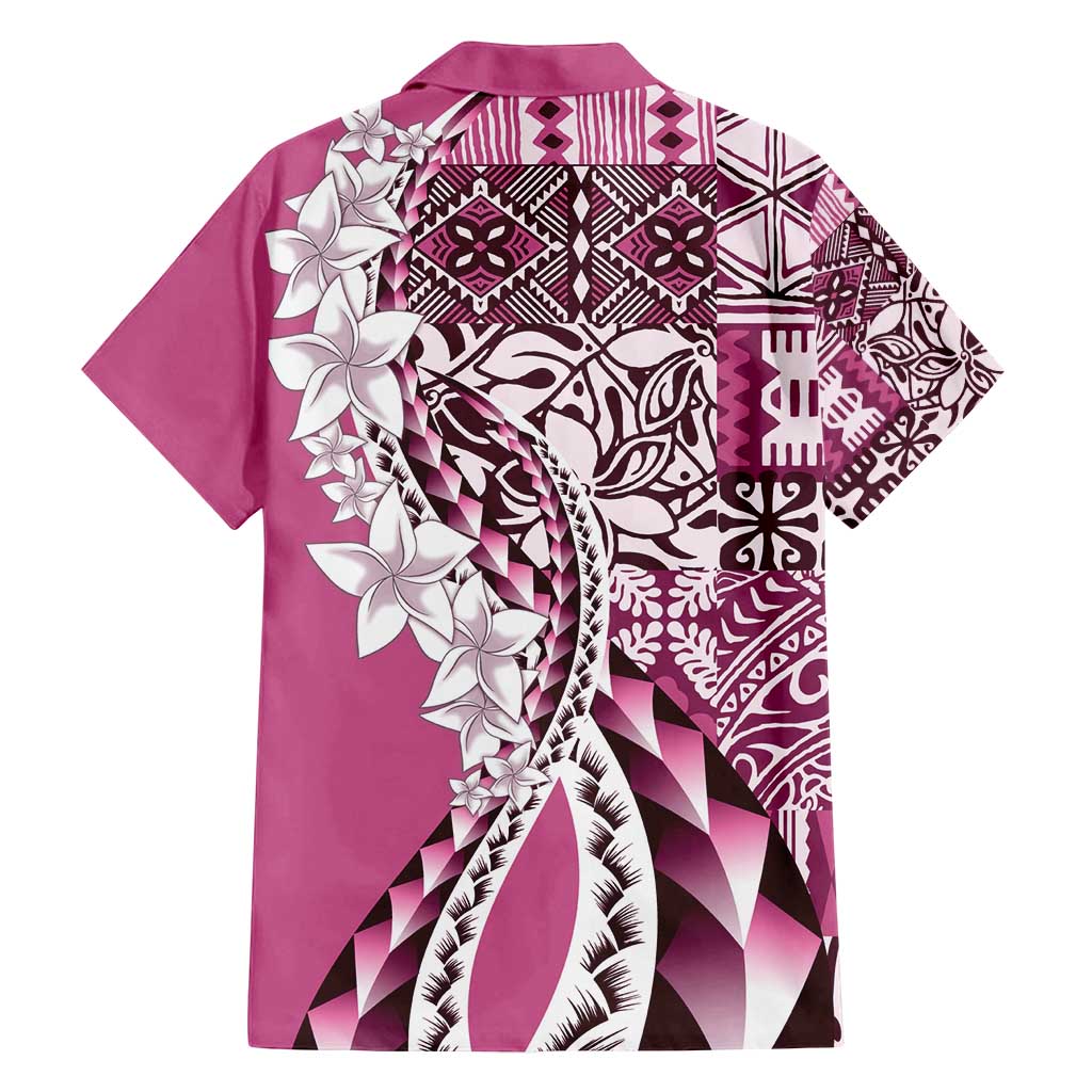 Aloha Vintage Plumeria Hawaiian Tapa Pattern Family Matching Puletasi and Hawaiian Shirt Pink Hawaiian Tapa Pattern LT9 - Polynesian Pride