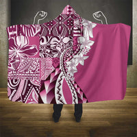 Aloha Vintage Plumeria Hawaiian Tapa Pattern Hooded Blanket Pink Hawaiian Tapa Pattern - Polynesian Pride