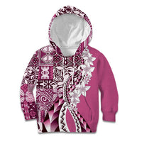 Aloha Vintage Plumeria Hawaiian Tapa Pattern Kid Hoodie Pink Hawaiian Tapa Pattern - Polynesian Pride