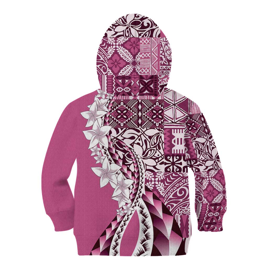 Aloha Vintage Plumeria Hawaiian Tapa Pattern Kid Hoodie Pink Hawaiian Tapa Pattern - Polynesian Pride