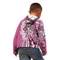 Aloha Vintage Plumeria Hawaiian Tapa Pattern Kid Hoodie Pink Hawaiian Tapa Pattern - Polynesian Pride