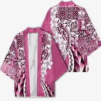 Aloha Vintage Plumeria Hawaiian Tapa Pattern Kimono Pink Hawaiian Tapa Pattern - Polynesian Pride