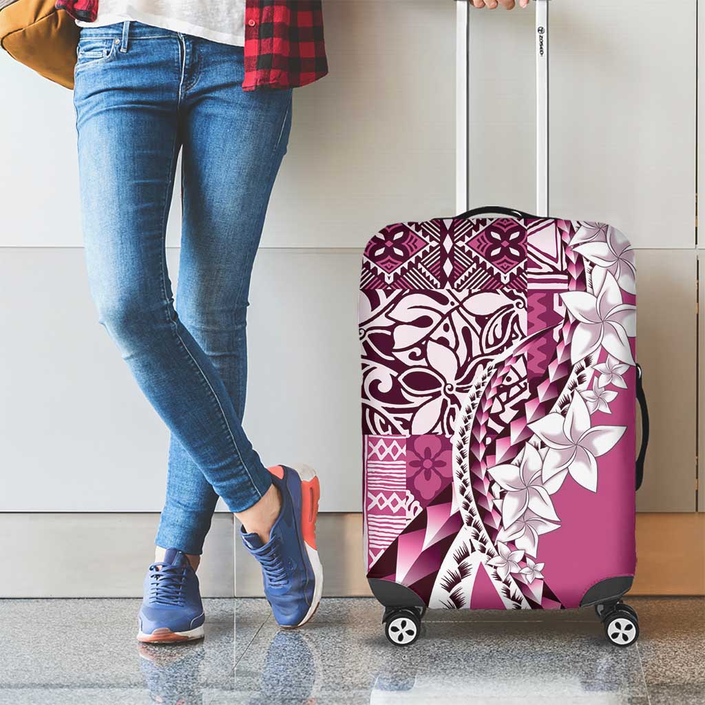 Aloha Vintage Plumeria Hawaiian Tapa Pattern Luggage Cover Pink Hawaiian Tapa Pattern - Polynesian Pride