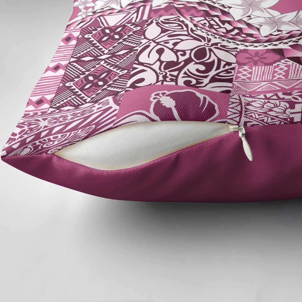 Aloha Vintage Plumeria Hawaiian Tapa Pattern Pillow Cover Pink Hawaiian Tapa Pattern - Polynesian Pride