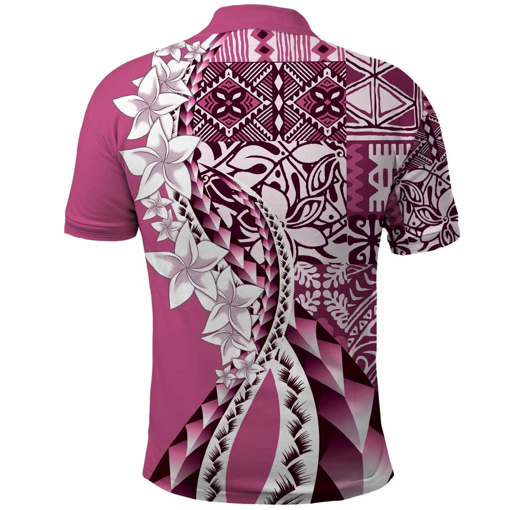 Aloha Vintage Plumeria Hawaiian Tapa Pattern Polo Shirt Pink Hawaiian Tapa Pattern - Polynesian Pride