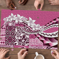 Aloha Vintage Plumeria Hawaiian Tapa Pattern Puzzle Pink Hawaiian Tapa Pattern - Polynesian Pride