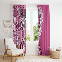 Aloha Vintage Plumeria Hawaiian Tapa Pattern Window Curtain Pink Hawaiian Tapa Pattern - Polynesian Pride