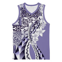 Aloha Vintage Plumeria Hawaiian Tapa Pattern Basketball Jersey Purple Hawaiian Tapa Pattern - Polynesian Pride