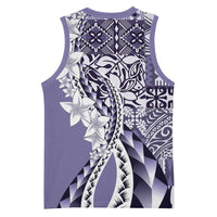 Aloha Vintage Plumeria Hawaiian Tapa Pattern Basketball Jersey Purple Hawaiian Tapa Pattern - Polynesian Pride