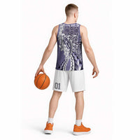 Aloha Vintage Plumeria Hawaiian Tapa Pattern Basketball Jersey Purple Hawaiian Tapa Pattern - Polynesian Pride