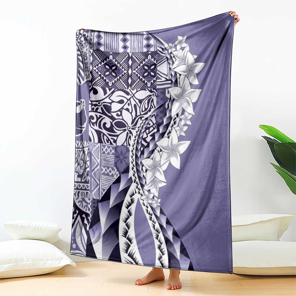Aloha Vintage Plumeria Hawaiian Tapa Pattern Blanket Purple Hawaiian Tapa Pattern - Polynesian Pride