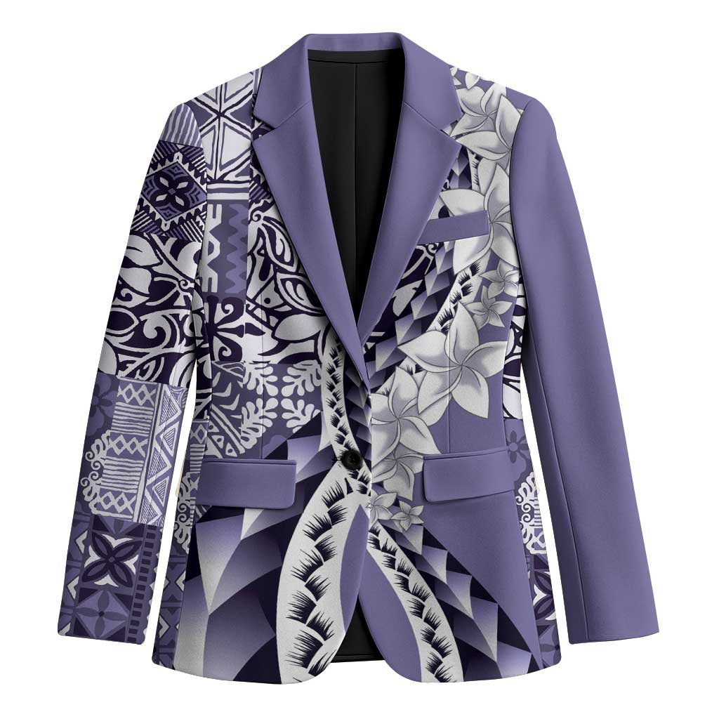 Aloha Vintage Plumeria Hawaiian Tapa Pattern Blazer Purple Hawaiian Tapa Pattern - Polynesian Pride