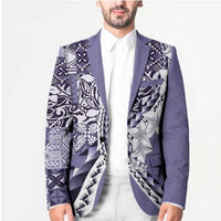 Aloha Vintage Plumeria Hawaiian Tapa Pattern Blazer Purple Hawaiian Tapa Pattern - Polynesian Pride