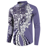 Aloha Vintage Plumeria Hawaiian Tapa Pattern Button Sweatshirt Purple Hawaiian Tapa Pattern - Polynesian Pride