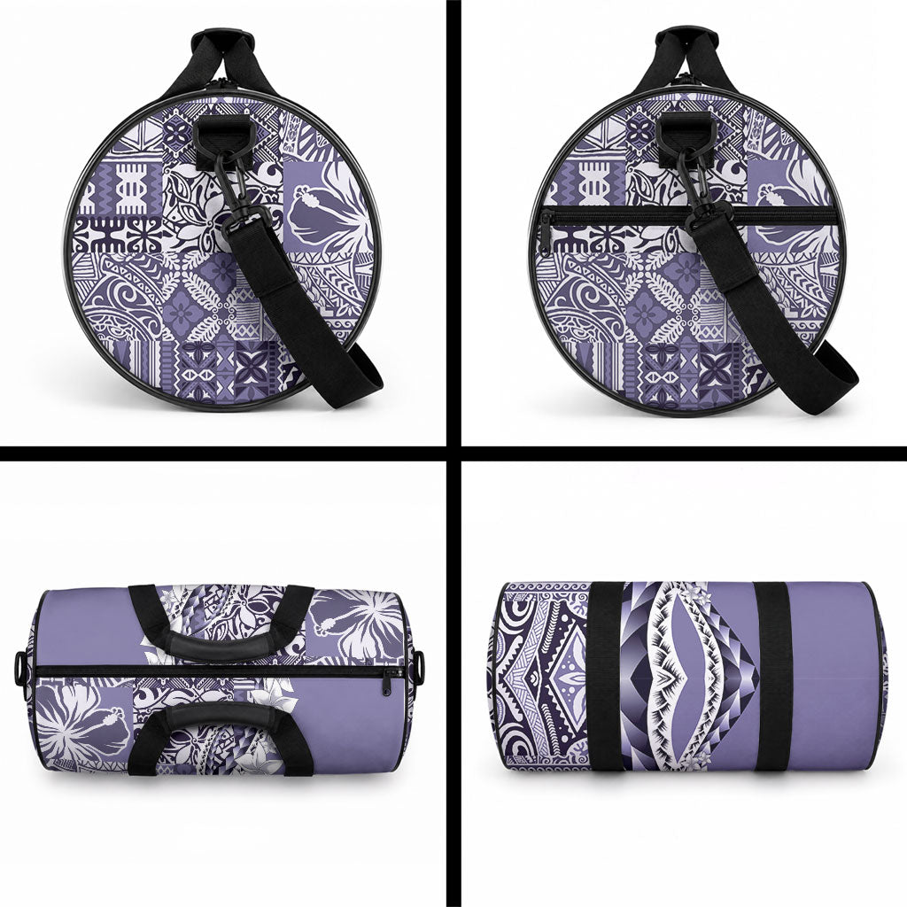 Aloha Vintage Plumeria Hawaiian Tapa Pattern Duffle Bag Purple Hawaiian Tapa Pattern LT9 - Polynesian Pride