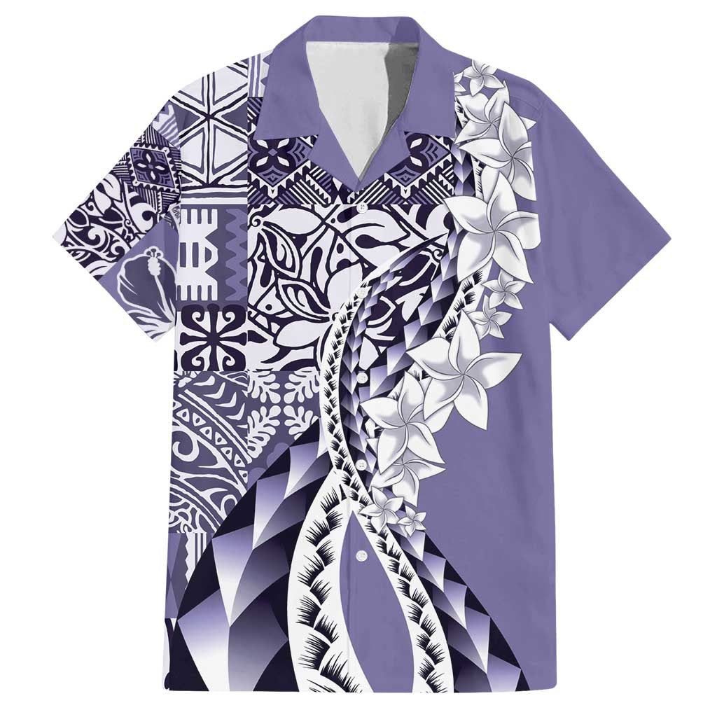 Aloha Vintage Plumeria Hawaiian Tapa Pattern Family Matching Long Sleeve Bodycon Dress and Hawaiian Shirt Purple Hawaiian Tapa Pattern LT9 Dad's Shirt - Short Sleeve Purple - Polynesian Pride