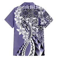 Aloha Vintage Plumeria Hawaiian Tapa Pattern Family Matching Long Sleeve Bodycon Dress and Hawaiian Shirt Purple Hawaiian Tapa Pattern LT9 - Polynesian Pride