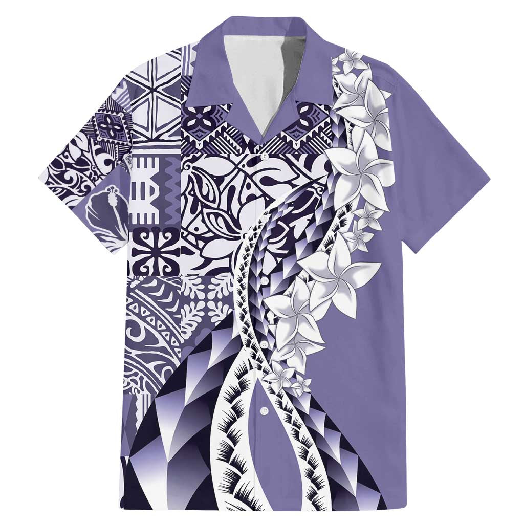 Aloha Vintage Plumeria Hawaiian Tapa Pattern Family Matching Mermaid Dress and Hawaiian Shirt Purple Hawaiian Tapa Pattern LT9 Dad's Shirt - Short Sleeve Purple - Polynesian Pride