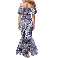 Aloha Vintage Plumeria Hawaiian Tapa Pattern Family Matching Mermaid Dress and Hawaiian Shirt Purple Hawaiian Tapa Pattern LT9 - Polynesian Pride