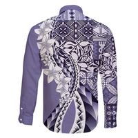 Aloha Vintage Plumeria Hawaiian Tapa Pattern Family Matching Tank Maxi Dress and Hawaiian Shirt Purple Hawaiian Tapa Pattern - Polynesian Pride