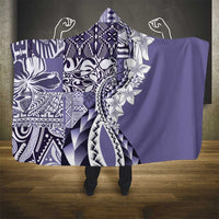 Aloha Vintage Plumeria Hawaiian Tapa Pattern Hooded Blanket Purple Hawaiian Tapa Pattern - Polynesian Pride