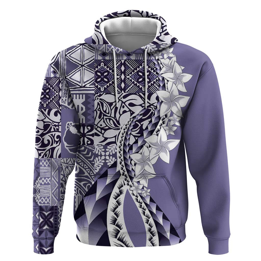 Aloha Vintage Plumeria Hawaiian Tapa Pattern Hoodie Purple Hawaiian Tapa Pattern - Polynesian Pride