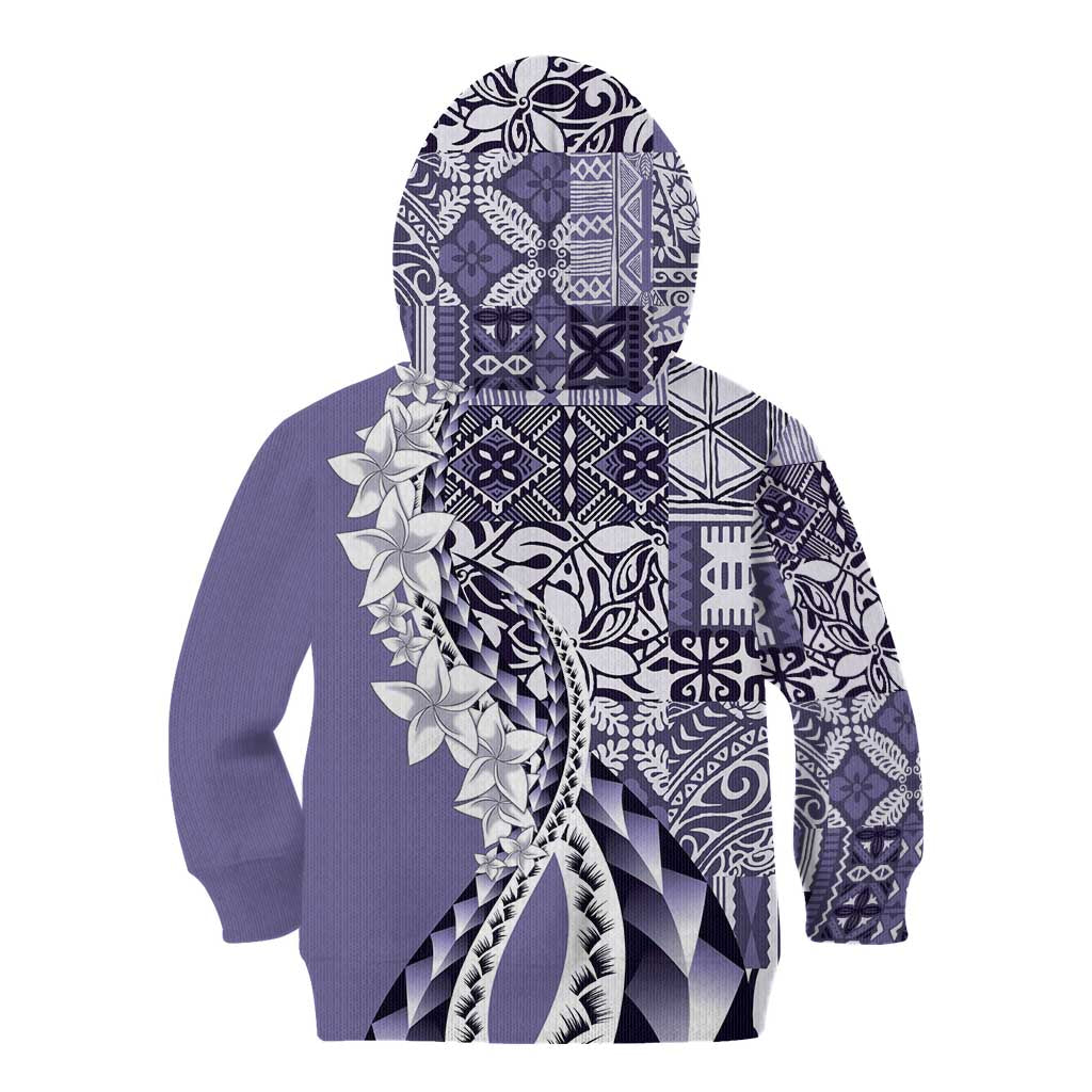 Aloha Vintage Plumeria Hawaiian Tapa Pattern Kid Hoodie Purple Hawaiian Tapa Pattern - Polynesian Pride