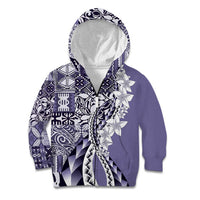 Aloha Vintage Plumeria Hawaiian Tapa Pattern Kid Hoodie Purple Hawaiian Tapa Pattern - Polynesian Pride