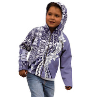 Aloha Vintage Plumeria Hawaiian Tapa Pattern Kid Hoodie Purple Hawaiian Tapa Pattern - Polynesian Pride