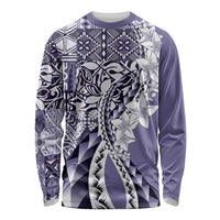 Aloha Vintage Plumeria Hawaiian Tapa Pattern Long Sleeve Shirt Purple Hawaiian Tapa Pattern - Polynesian Pride