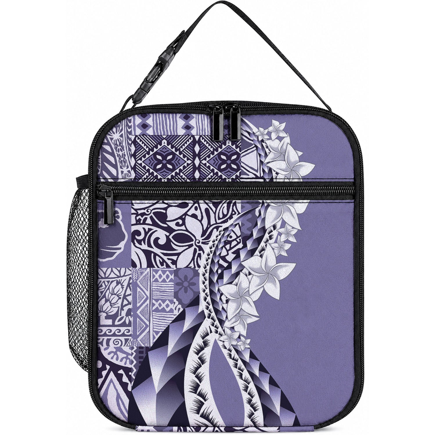 Aloha Vintage Plumeria Hawaiian Tapa Pattern Lunch Bag Purple Hawaiian Tapa Pattern LT9 10.2 × 8.3 × 4.3 inch Purple - Polynesian Pride