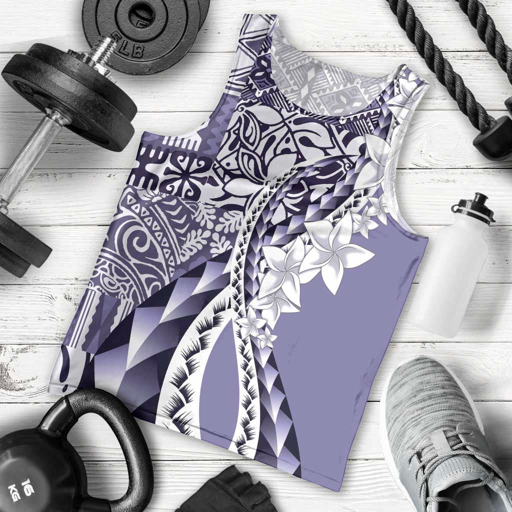 Aloha Vintage Plumeria Hawaiian Tapa Pattern Men Tank Top Purple Hawaiian Tapa Pattern - Polynesian Pride