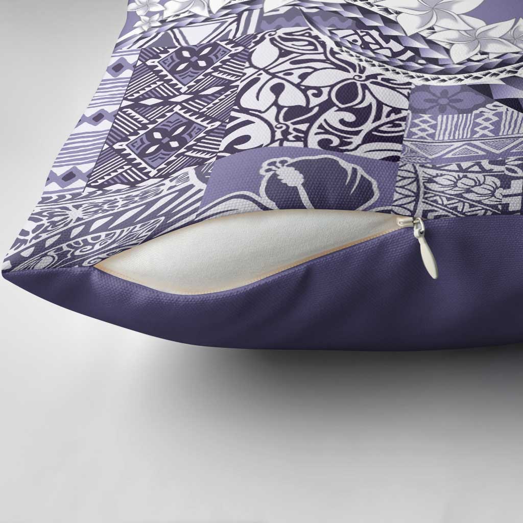 Aloha Vintage Plumeria Hawaiian Tapa Pattern Pillow Cover Purple Hawaiian Tapa Pattern - Polynesian Pride