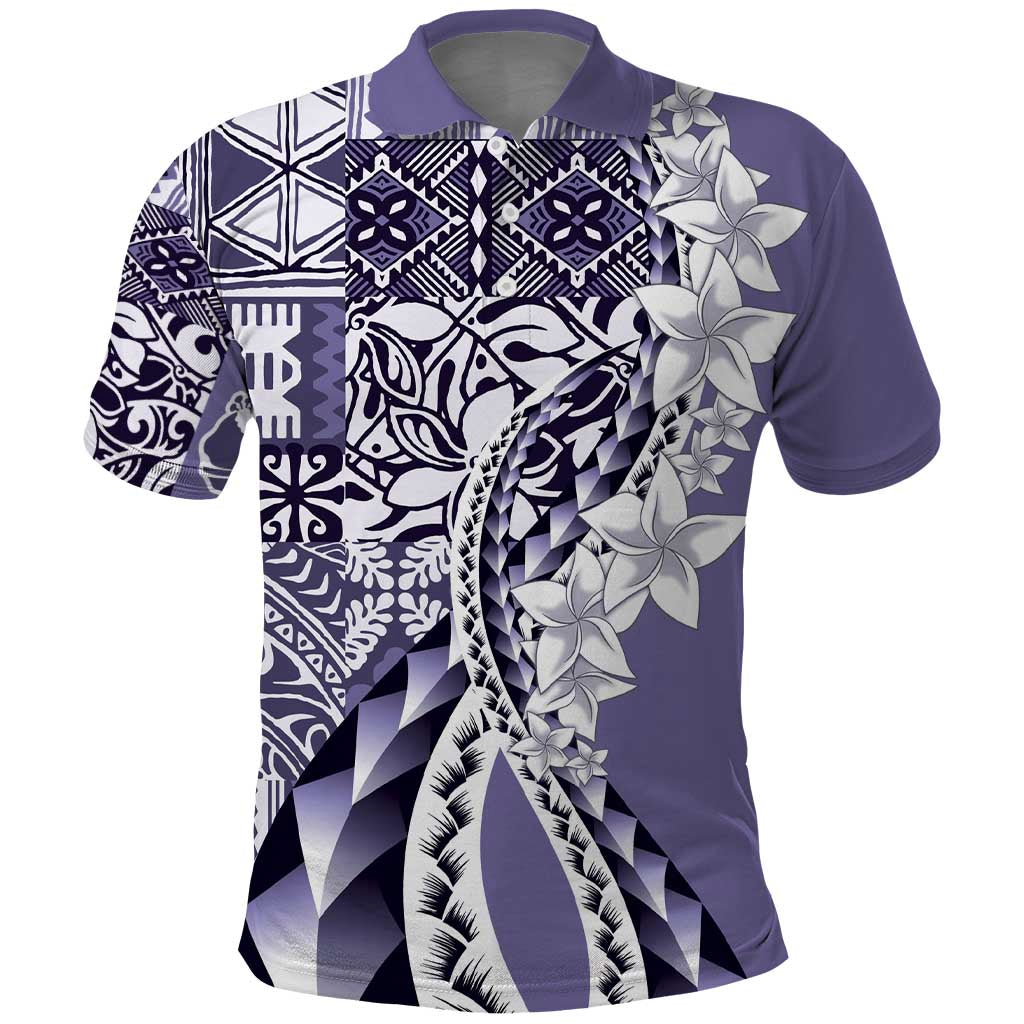 Aloha Vintage Plumeria Hawaiian Tapa Pattern Polo Shirt Purple Hawaiian Tapa Pattern - Polynesian Pride