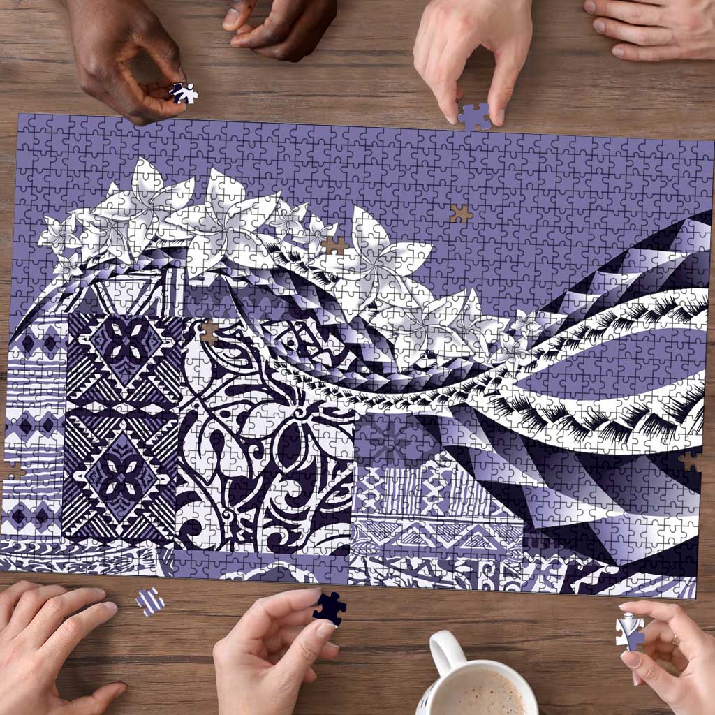 Aloha Vintage Plumeria Hawaiian Tapa Pattern Puzzle Purple Hawaiian Tapa Pattern - Polynesian Pride