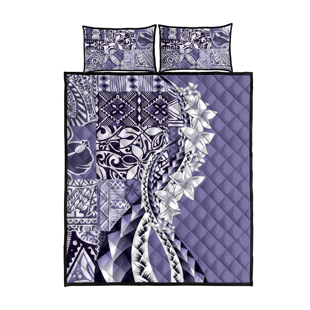 Aloha Vintage Plumeria Hawaiian Tapa Pattern Quilt Bed Set Purple Hawaiian Tapa Pattern - Polynesian Pride