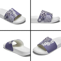 Aloha Vintage Plumeria Hawaiian Tapa Pattern Slide Sandals Purple Hawaiian Tapa Pattern - Polynesian Pride