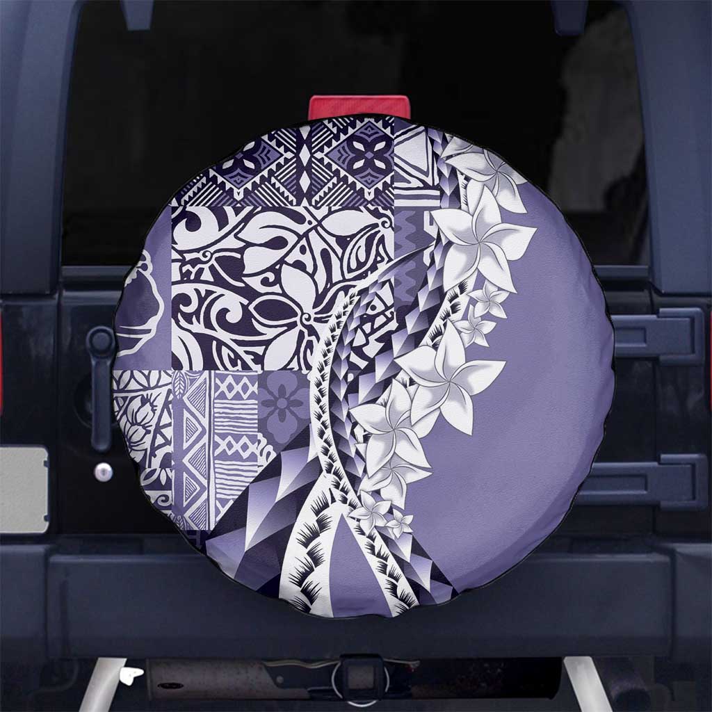 Aloha Vintage Plumeria Hawaiian Tapa Pattern Spare Tire Cover Purple Hawaiian Tapa Pattern - Polynesian Pride