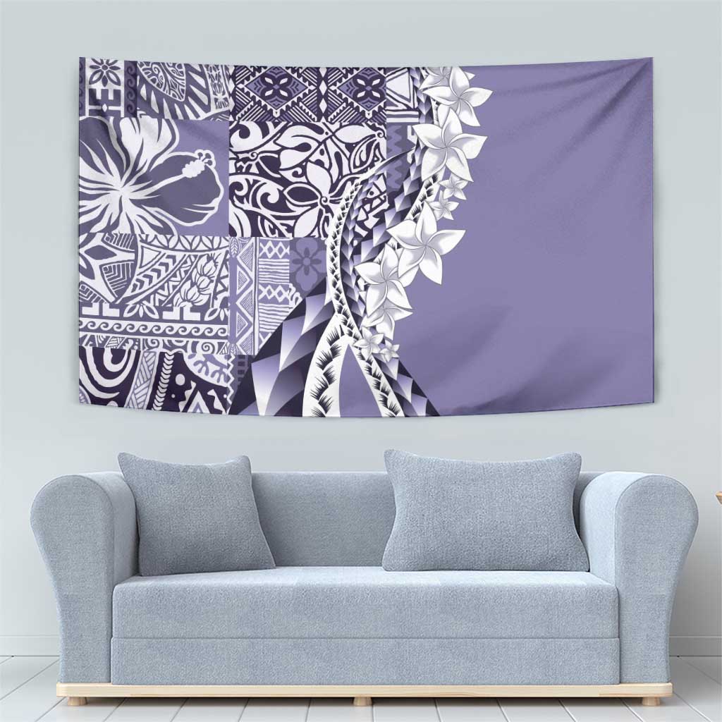 Aloha Vintage Plumeria Hawaiian Tapa Pattern Tapestry Purple Hawaiian Tapa Pattern - Polynesian Pride