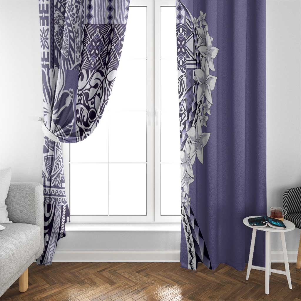 Aloha Vintage Plumeria Hawaiian Tapa Pattern Window Curtain Purple Hawaiian Tapa Pattern - Polynesian Pride