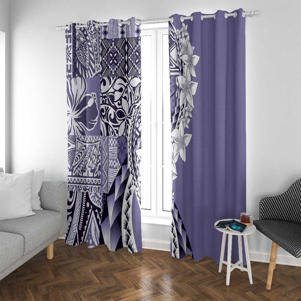 Aloha Vintage Plumeria Hawaiian Tapa Pattern Window Curtain Purple Hawaiian Tapa Pattern - Polynesian Pride