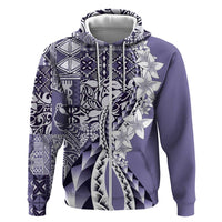 Aloha Vintage Plumeria Hawaiian Tapa Pattern Zip Hoodie Purple Hawaiian Tapa Pattern - Polynesian Pride
