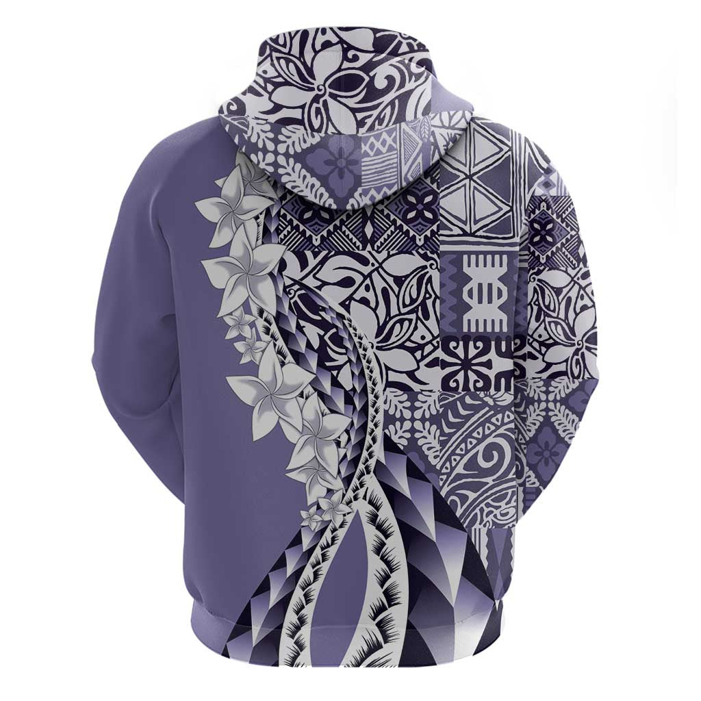 Aloha Vintage Plumeria Hawaiian Tapa Pattern Zip Hoodie Purple Hawaiian Tapa Pattern - Polynesian Pride