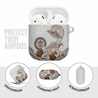 Polynesian Manta Ray AirPods Case Beige Floral Turtle Tattoo - Polynesian Pride