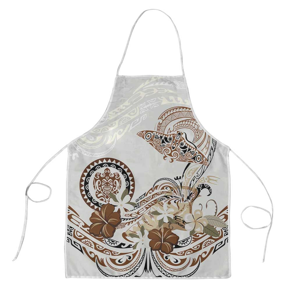 Polynesian Manta Ray Apron Beige Floral Turtle Tattoo - Polynesian Pride