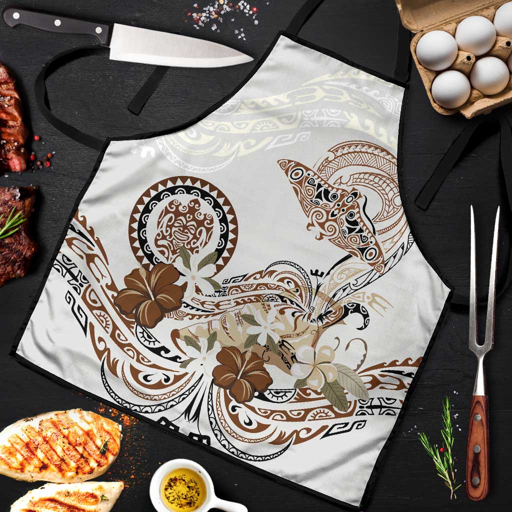 Polynesian Manta Ray Apron Beige Floral Turtle Tattoo - Polynesian Pride