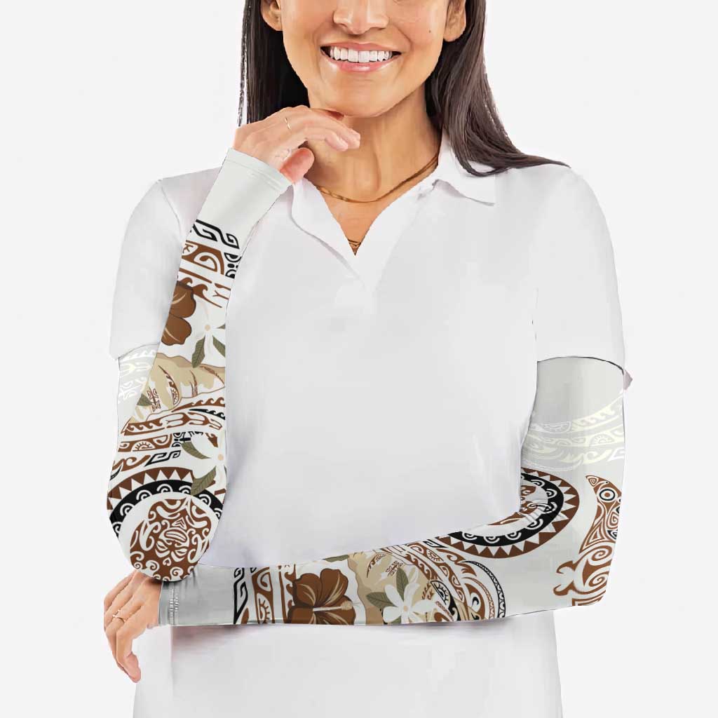 Polynesian Manta Ray Arm Sleeves Beige Floral Turtle Tattoo - Polynesian Pride
